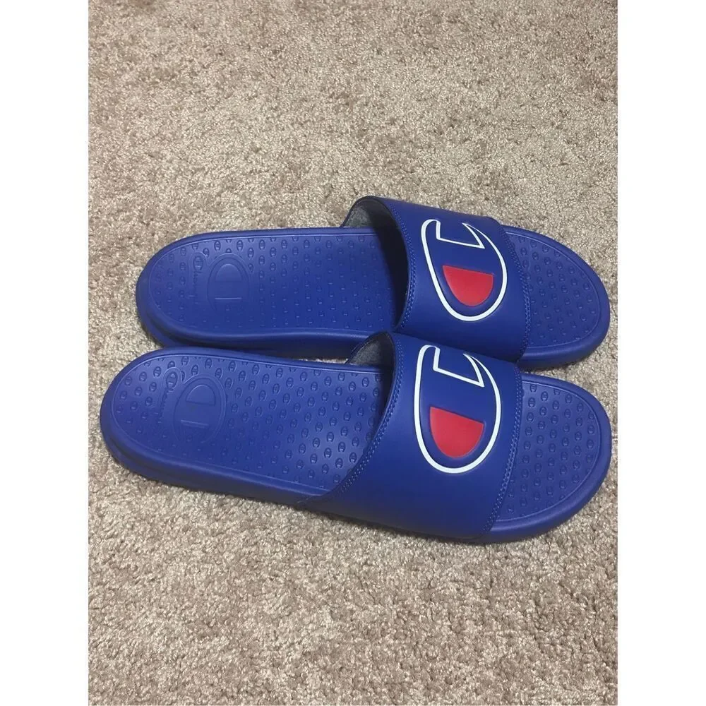 Champion blue slides / sandals size 14